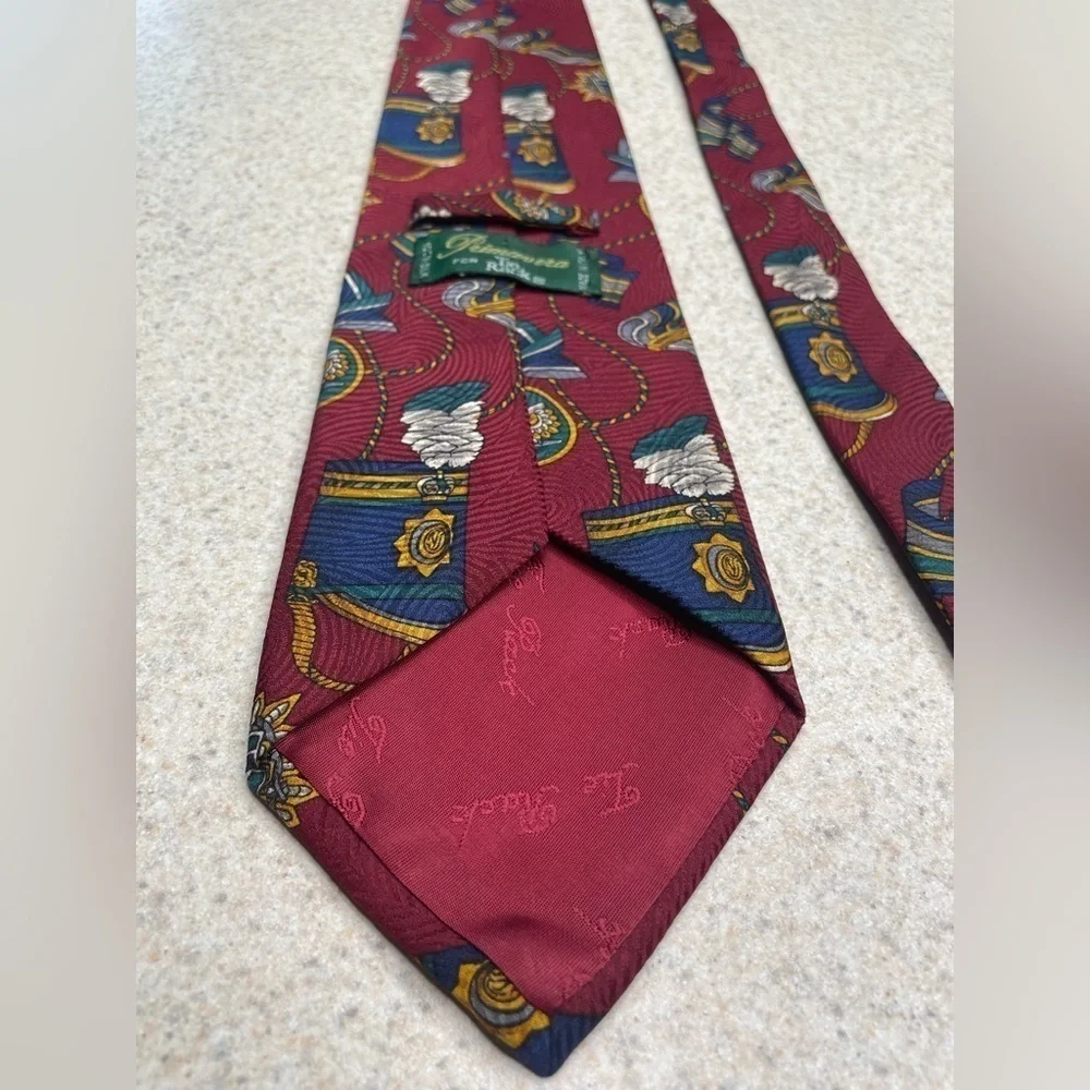 Primavera Italian Silk Tie Military Medal deep Red 57”